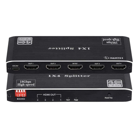 NÖRDIC SGM-153 HDMI splitter 1 naar 4, 4K 60Hz, HDCP2.2, 18Gbps, Ultra HD, Zwart