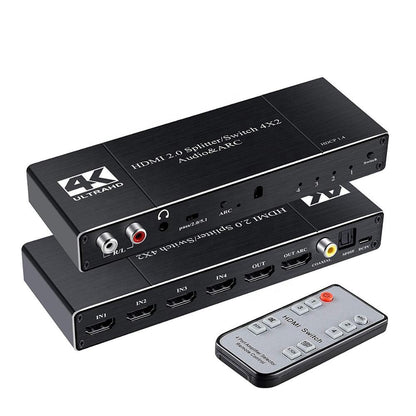 NÖRDIC SGM-154 HDMI switch 4 to 2 Audio Extractor and ARC, 4K 2K in 60Hz, Black