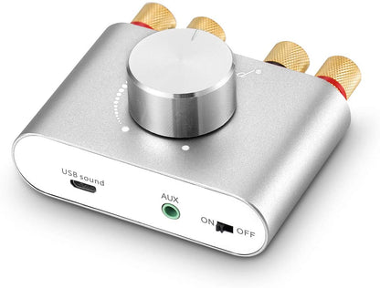 NÖRDIC SGM-175 Digitale audio versterker - Bluetooth 5.0 - USB, AUX - Zilver