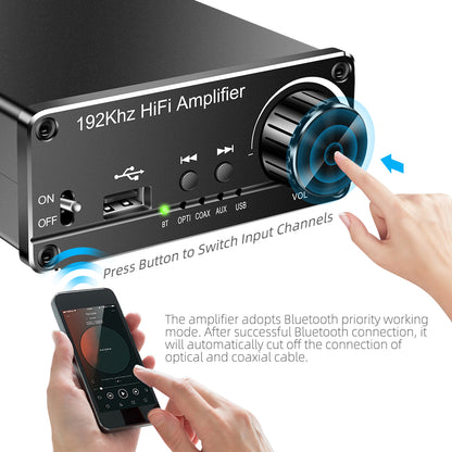 NÖRDIC SGM-181 Digital audio to analog converter - Bluetooth 5.0 - Toslink, AUX and USB - Amplifier - Black