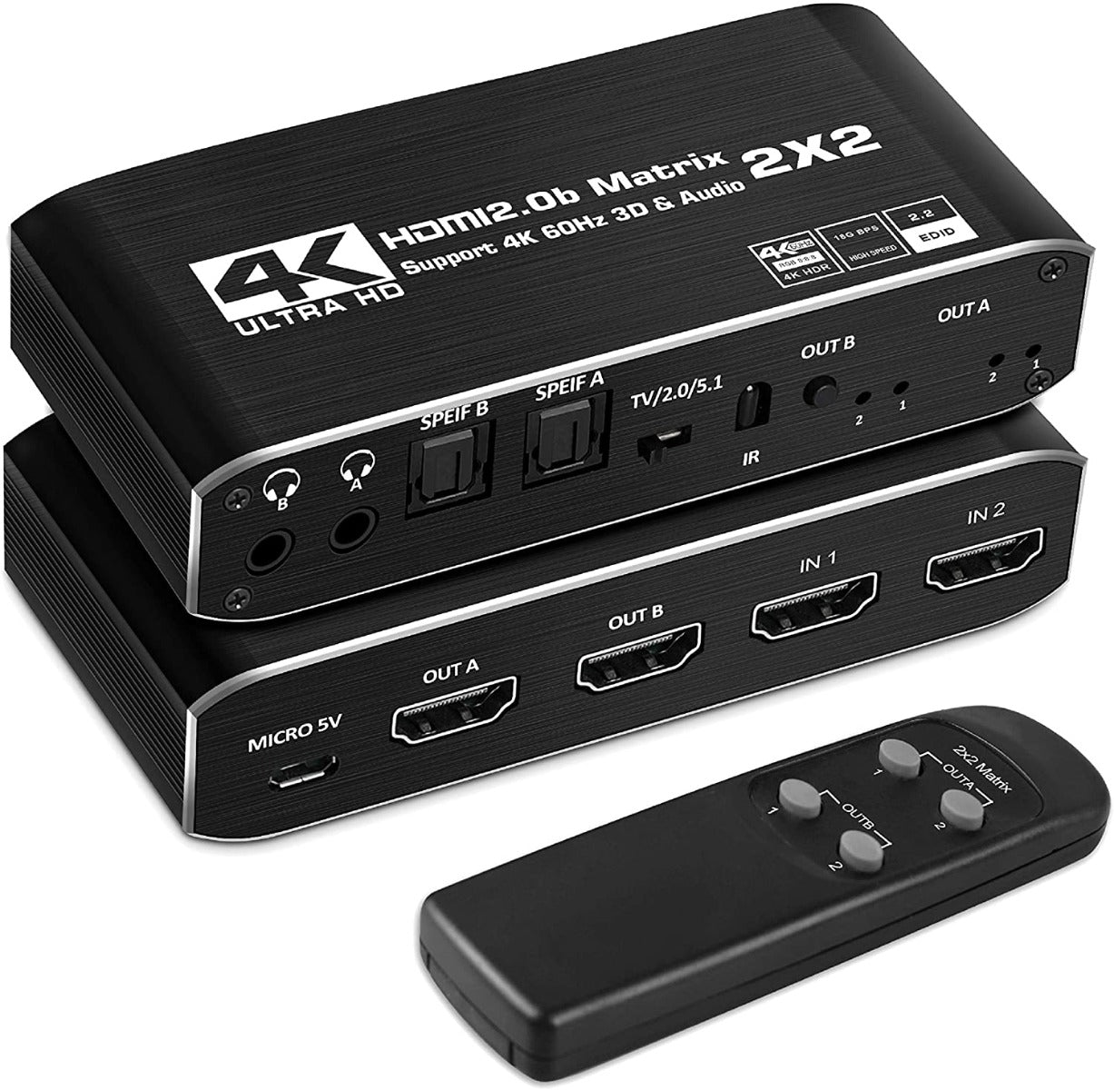 NÖRDIC SGM-193 HDMI Matrix switch - 4K60Hz - 18Gbps - Zwart