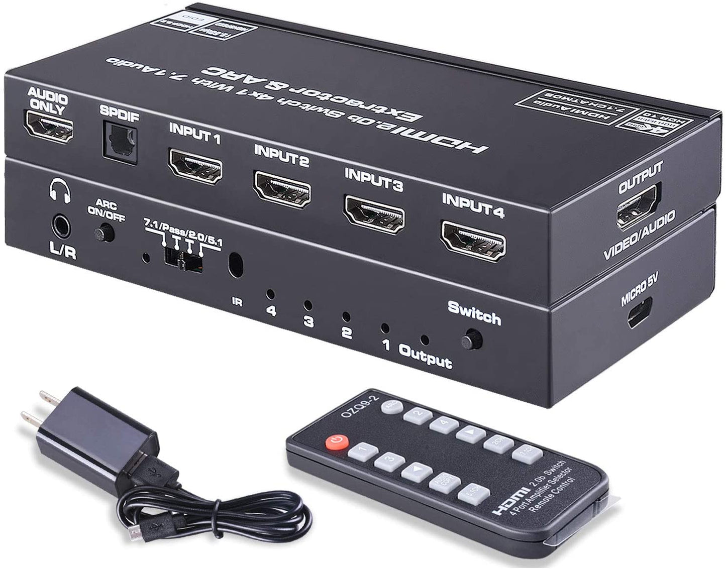 NÖRDIC SGM-194 HDMI switch 4 to 1 - 4K60Hz - 18Gbps - Black