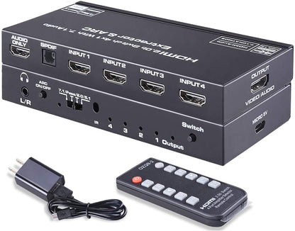 NÖRDIC SGM-194 HDMI switch 4 to 1 - 4K60Hz - 18Gbps - Black