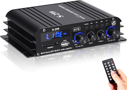 NÖRDIC SGM-197 Audio versterker met Bluetooth 5.0 - 4x40W - RMS vermogen 50W - Zwart