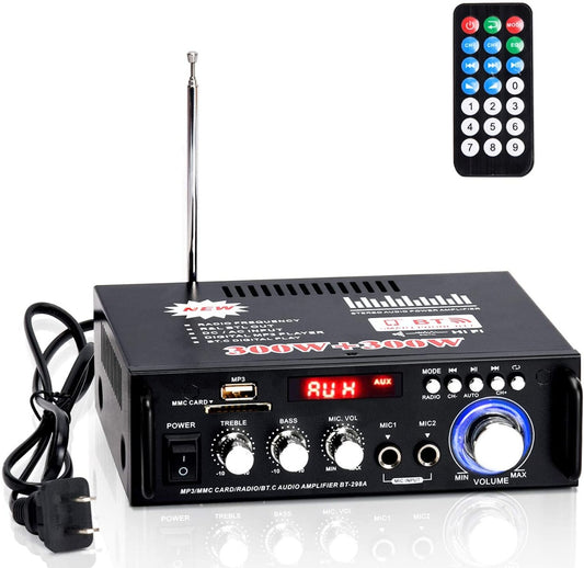 NÖRDIC SGM-198 Audio versterker met Bluetooth 5.0 - 2x40W - Met USB, AUX ingang - Zwart