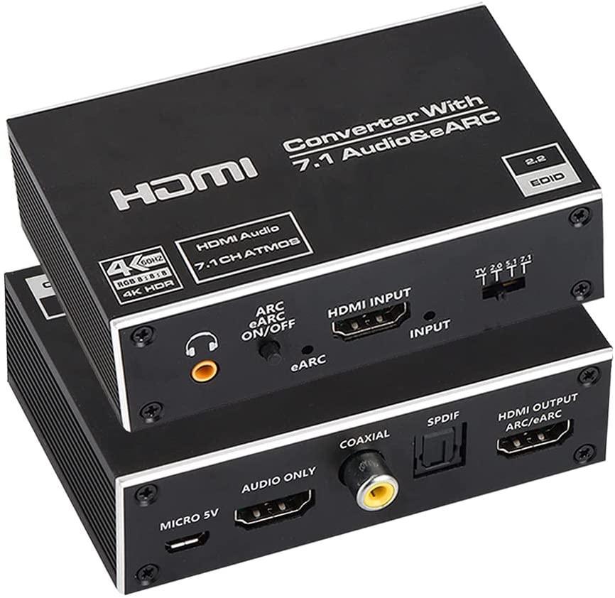 NÖRDIC SGM-200 HDMI to HDMI audio extractor - 4K60Hz - Optical Toslink, Coax, 3.5mm output - Black
