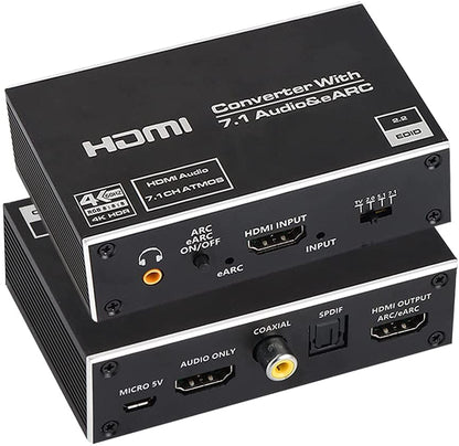 NÖRDIC SGM-200 HDMI to HDMI audio extractor - 4K60Hz - Optical Toslink, Coax, 3.5mm output - Black