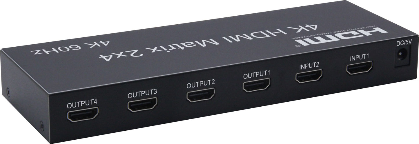 NÖRDIC SGM-211 - HDMI Switch - 2 In 4 Out - 4K60Hz - Audio Extractie - 6Gbps Data - 18Gbps Bandbreedte - LPCM 7.1 - Zwart