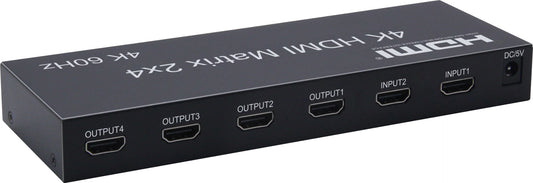 NÖRDIC SGM-211 - HDMI Switch - 2 In 4 Out - 4K60Hz - Audio Extractie - 6Gbps Data - 18Gbps Bandbreedte - LPCM 7.1 - Zwart