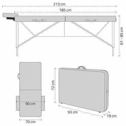 Massagetafel M12L Beige - 70cm breed - tweedelig