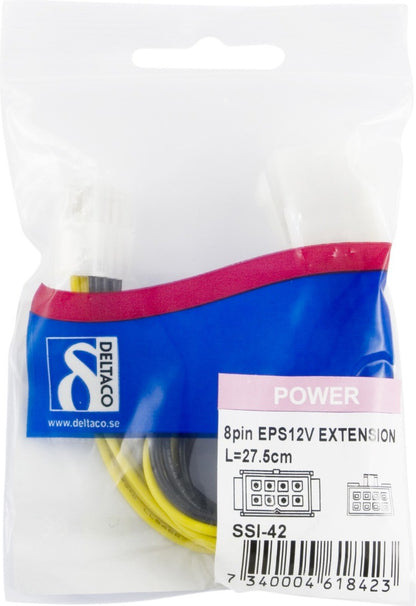 DELTACO SSI-42, 8-pin EPS12V 8-pin EPS12V zwart, Wit, Geel kabeladapter/verloopstukje