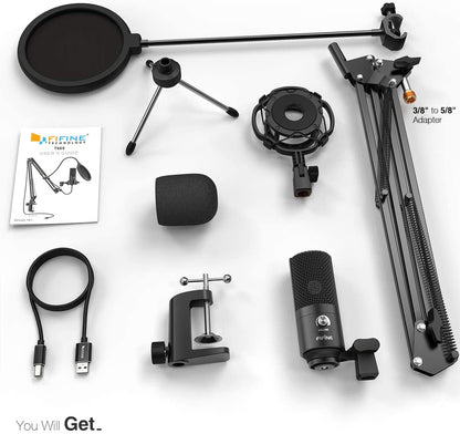 FIFINE T669 USB-microfoon kit - Streaming - Podcasting - Zwart