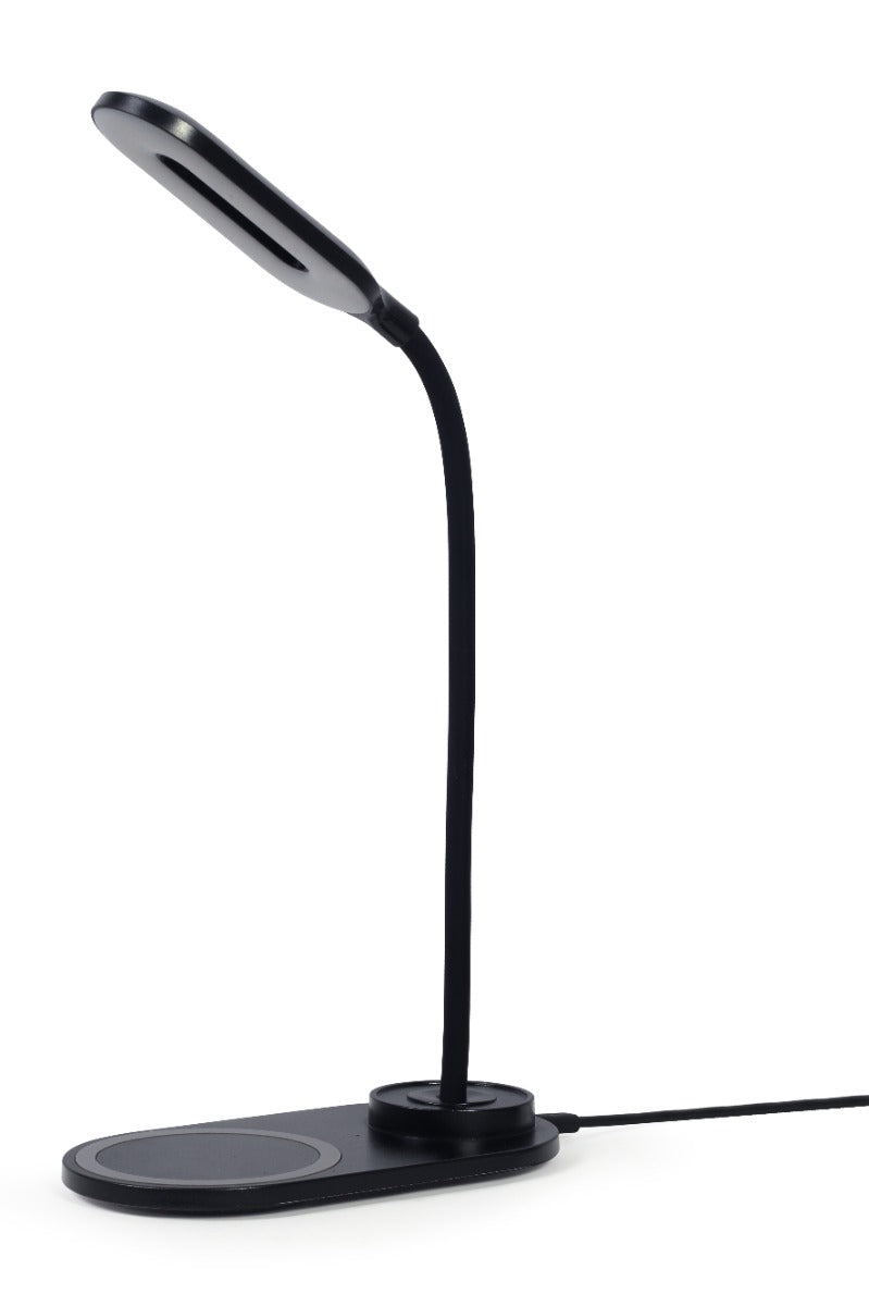 Gembird TA-WPC10-LED-01 Bureaulamp - Met draadloze oplader Qi - USB - 10W - LED - Zwart