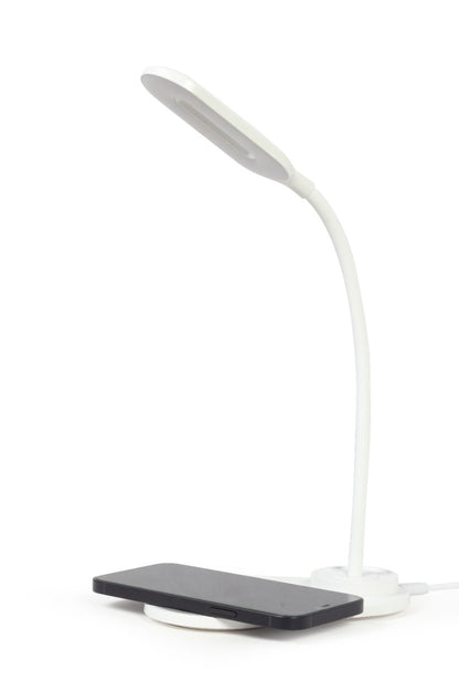 Gembird TA-WPC10-LED-01-W Bureaulamp - Met draadloze oplader Qi - USB - 10W - LED - Wit