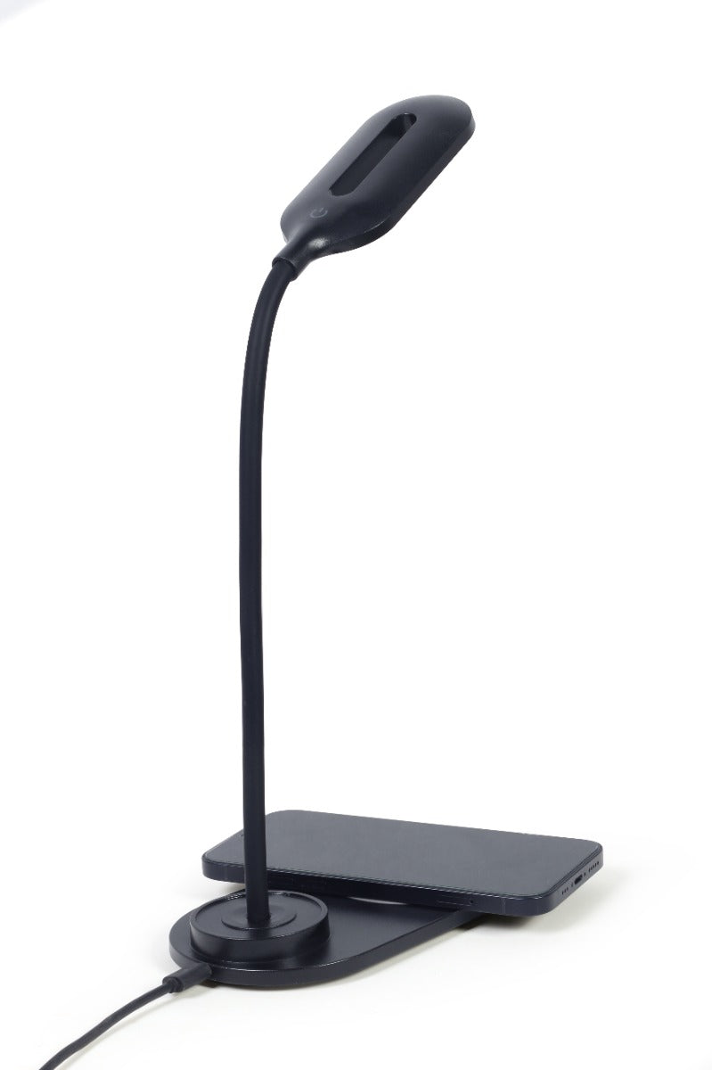 Gembird TA-WPC10-LED-01 Bureaulamp - Met draadloze oplader Qi - USB - 10W - LED - Zwart