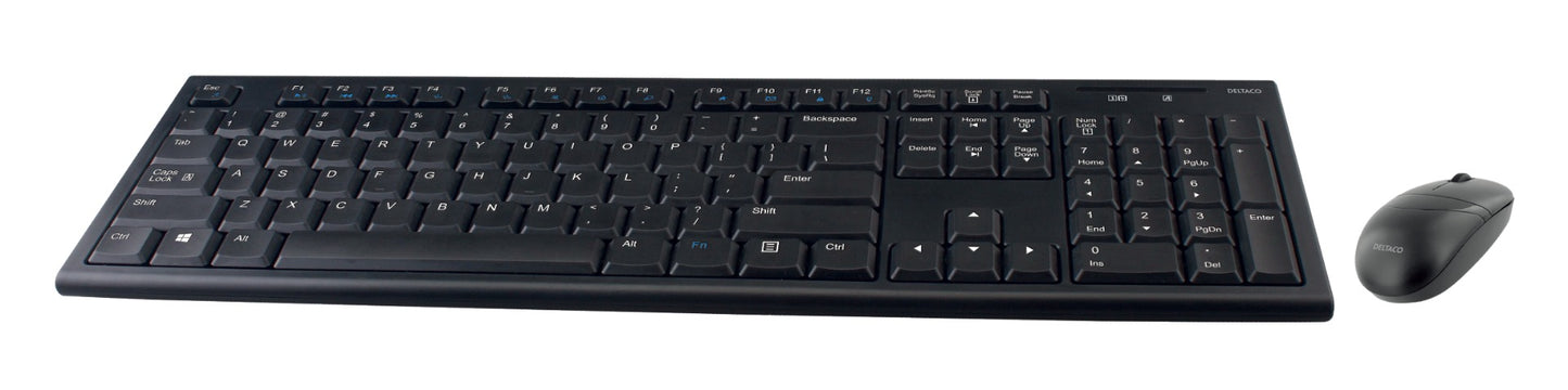 DELTACO TB-114-US Wireless keyboard with mouse - 2.4GHz - US layout - Black