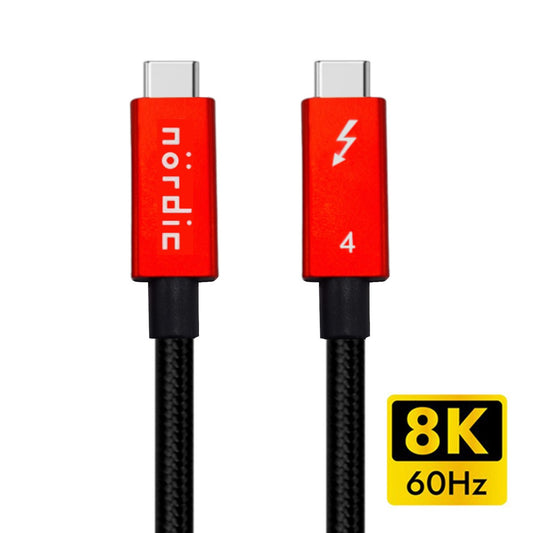 NÖRDIC TB4-102 Thunderbolt 4 USB-C - 40 Gbps - 100 W opladen - 8K video compatibel met USB 4 - Thunderbolt 3 - 1m - Rood