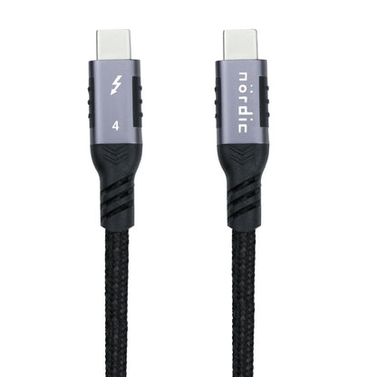 NÖRDIC TB4-151 - Thunderbolt 4 USB-C Kabel - Actieve Kabel - 40Gbps Data - 100W PD - 8K Video - Backwards Compatible - 1.5m - Zwart