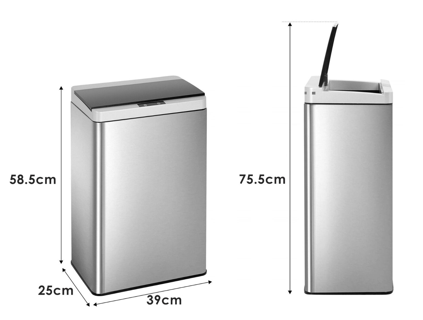 FDW - Sensorprullenbak - TC-P3925-SS - Roestvrij staal - 50 L - Zilver