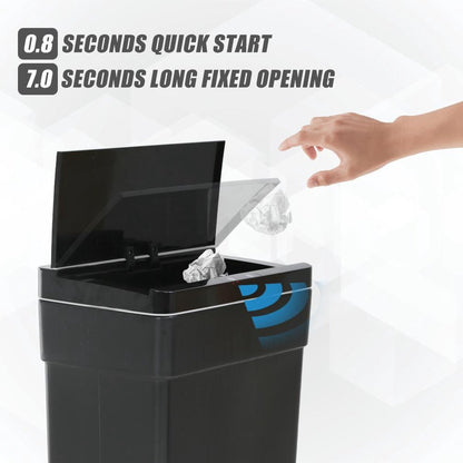 FDW TC-P605-BLACK Sensor Bin - Automatic Touchless Bin - 50 Liter - Black
