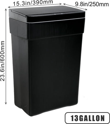 FDW TC-P605-BLACK Sensor Bin - Automatic Touchless Bin - 50 Liter - Black