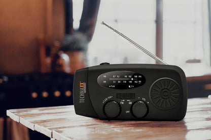 Technaxx TX-238 Draagbare Solar Radio - Noodlamp - AM/FM radio  - USB  - LED zaklamp  - Zwart