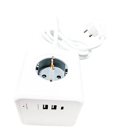 Technaxx TX-195 Powercube met USB - 4 x Schuko - 230V - USB-A, USB-C - Wit