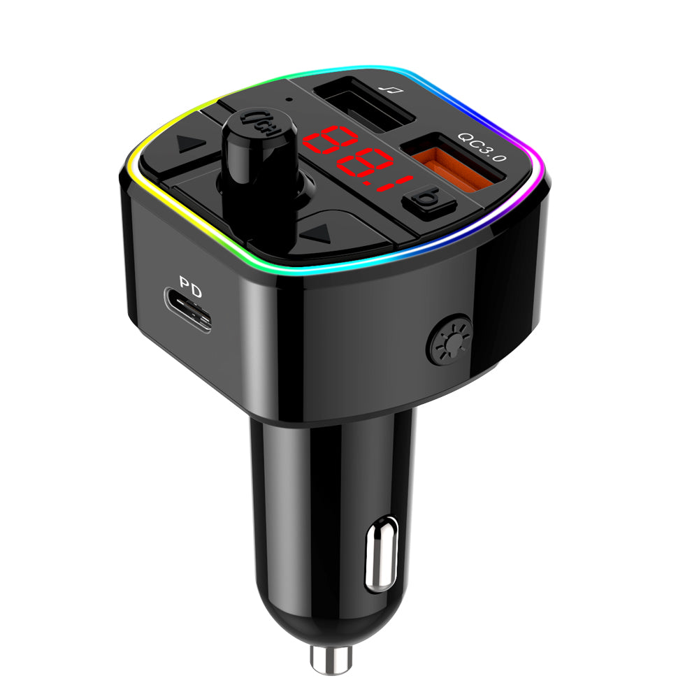 Technaxx FMT1600BT Bluetooth FM Transmitter - Met spraakassistent - USB-C PD 20W - Zwart/RGB