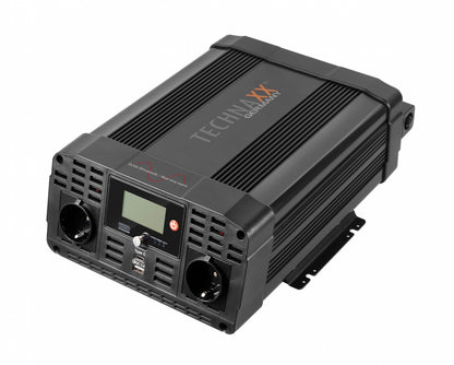 Technaxx TE23 Sinus Inverter 3000W - 12V - 1x USB-A QC3.0 - 1x USB-C - 2x 230V - Black