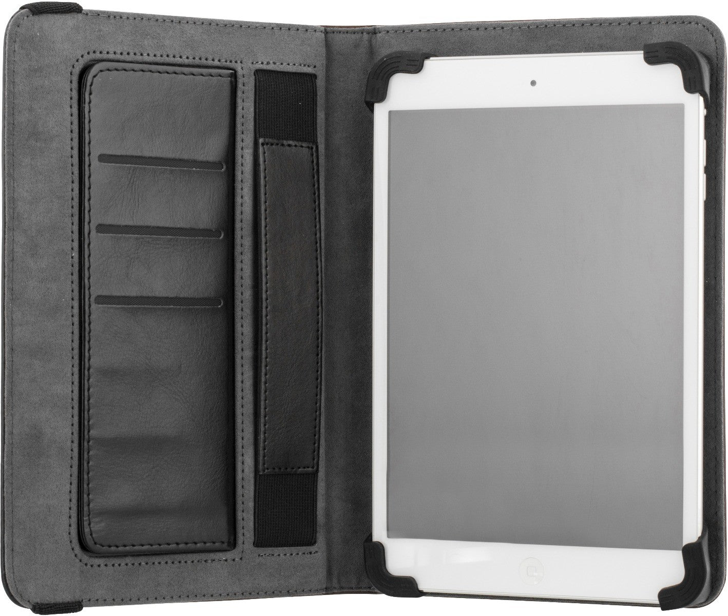 STREETZ TPF-1206 Universal Tablet Cover for 7-8", Card Holders, Handle, Black / Brown