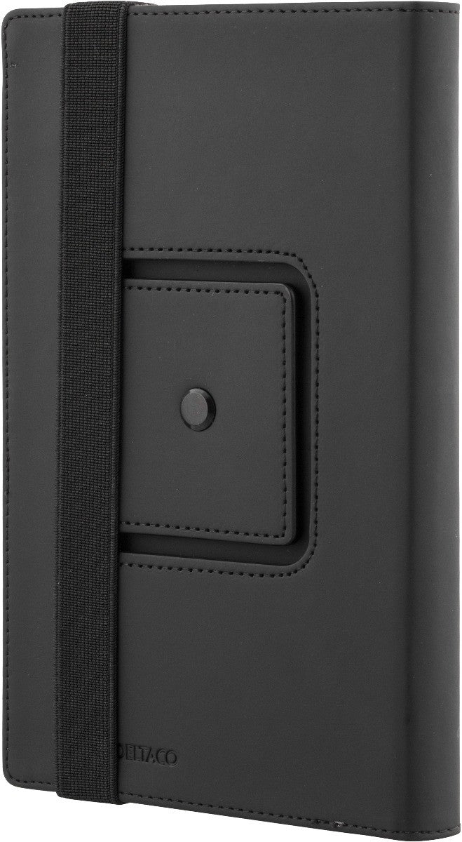 DELTACO TPF-1212 Universal tablet cover 7'', Card holder, 360° Rotatable, Spring Lock, Black