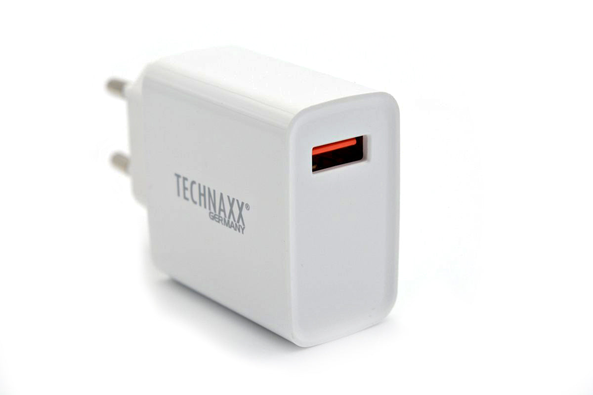 Technaxx TX-197 USB-A Fast Charger - 18W - QC 3.0 Charger - 3x Faster - White