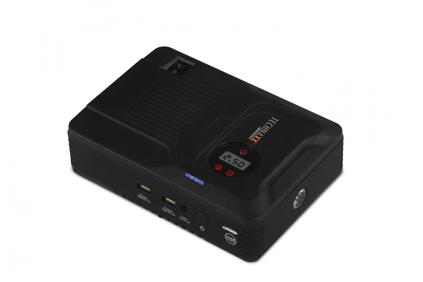 Technaxx TX-219 - 4 in 1 Multifunctionele Accustarter, Compressor en Powerbank - 14000mAh Batterij - LED lamp - 3.5Bar Compressor - USB uitgangen - Zwart