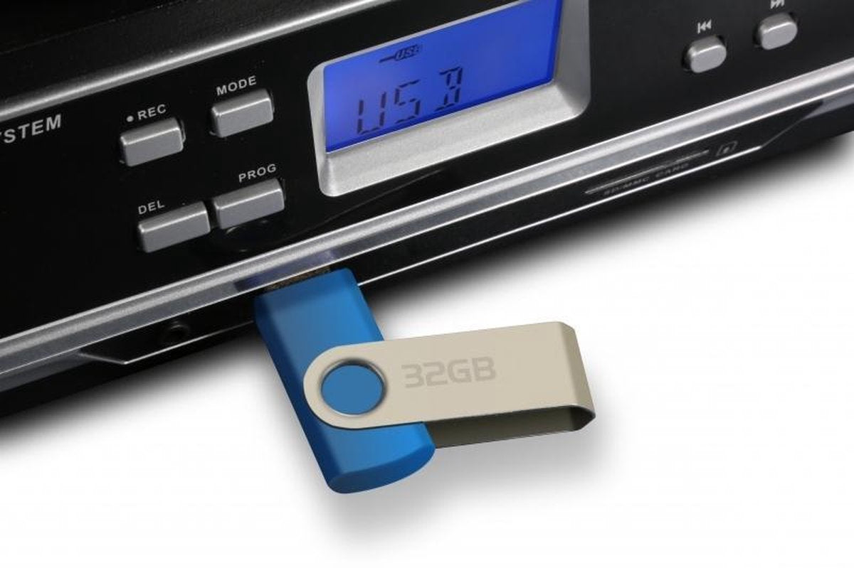 Technaxx TX-22+ Platenspeler en cassettedeck met digitaliseer functie naar USB of SD, ingebouwde speakers en Bluetooth, Zwart
