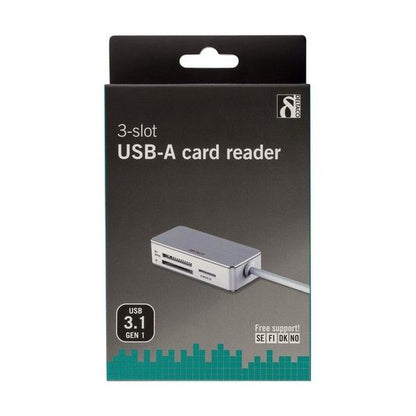 DELTACO UCR-147, USB Cardreader USB 3.1 Gen 1 SD, Micro SD and MemoryStick Pro/Duo Card Reader Windows &amp; macOS silver