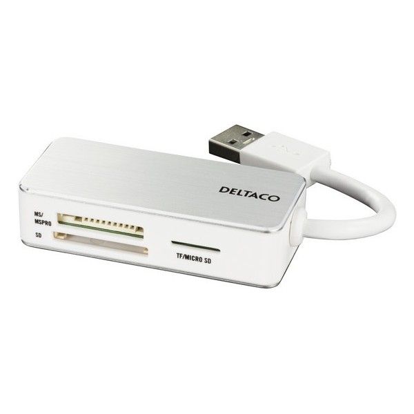 DELTACO UCR-147, USB Cardreader USB 3.1 Gen 1 SD, Micro SD and MemoryStick Pro/Duo Card Reader Windows &amp; macOS silver