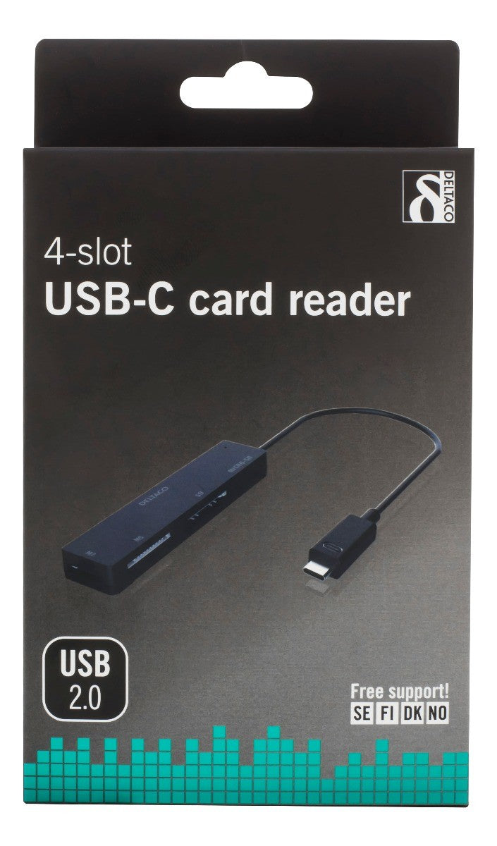 DELTACO UCR-154 USB-C Card reader SD - USB 2.0 - Micro SD Geheugenkaart - M2 - Zwart