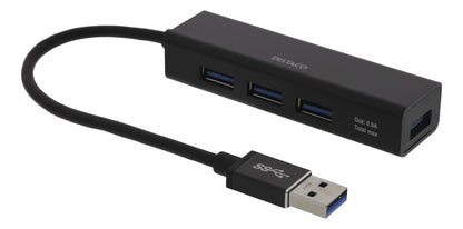 DELTACO UH-487 Mini USB hub 4-poorts - USB 3.1 Gen 1 (5Gbps) - Zwart