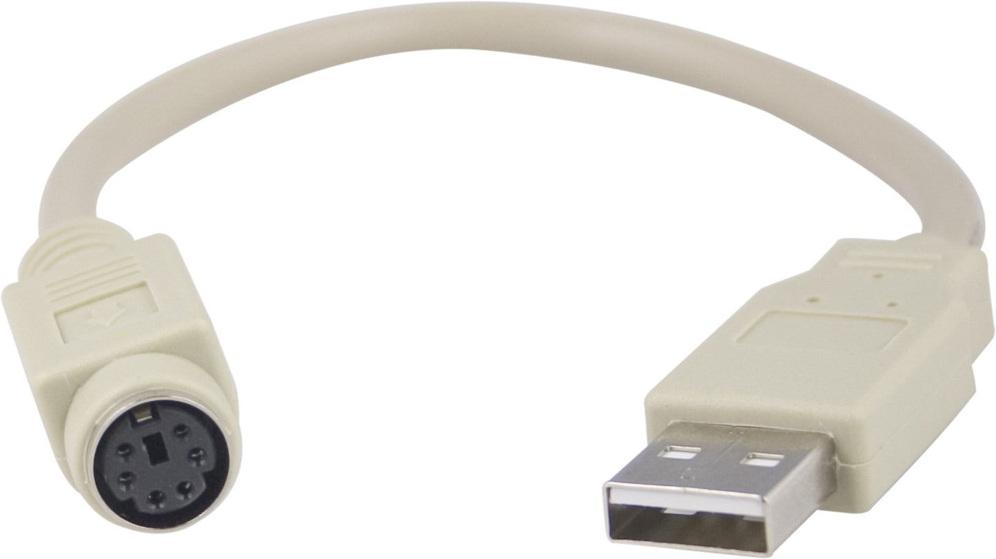 DELTACO USB-82 USB 2.0 PS/2 White Cable Adapter/Extension Piece