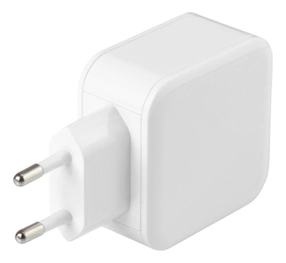 DELTACO USB-AC175 USB-wandoplader met dubbele poorten - 4.8A 24W - Wit