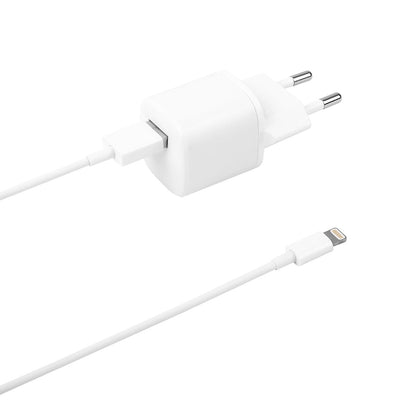 DELTACO USB-AC181 USB wall charger with Lightning cable MFi - 1 meter - White