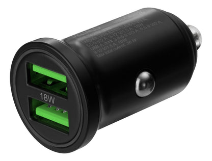 DELTACO USB-CAR128 Car Charger with Dual USB-A Ports - 36W - Black