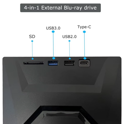 Delmark 4-in-1 USB 3.0 Externe DVD Speler en Brander + USB Hub - SD Kaartlezer - CD/DVD Lezer, Brander en Kaartlezer