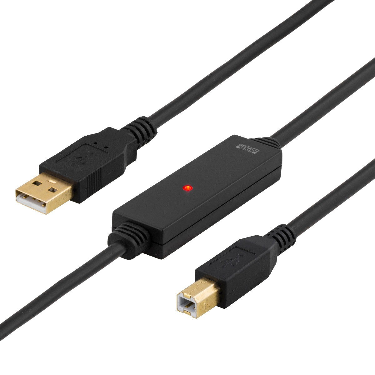DELTACO USB-EX05M Actieve USB-A naar USB-B Verlengkabel - 5 meter