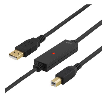 DELTACO USB-EX10M Active USB-A to USB-B Extension Cable - 10 meters