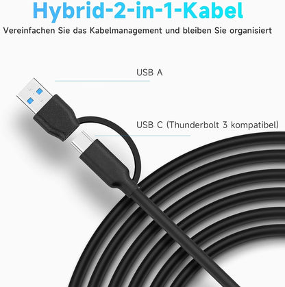NÖRDIC USB-HUB82 USB-C naar 7x USB Hub - USB 3.1 Gen 2 / USB 3.2 Gen 2 - 7x10Gbps - Zwart