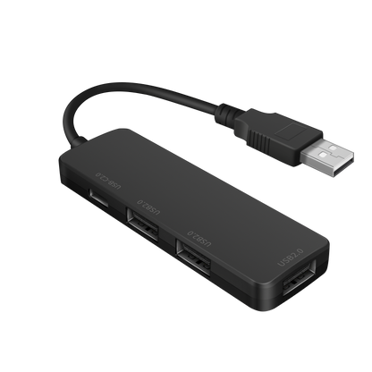 NÖRDIC USB-HUB9 - USB-A 2.0 - hub 4poorts - 3xUSB-A - 1xUSB-C - 480Mbps - Zwart