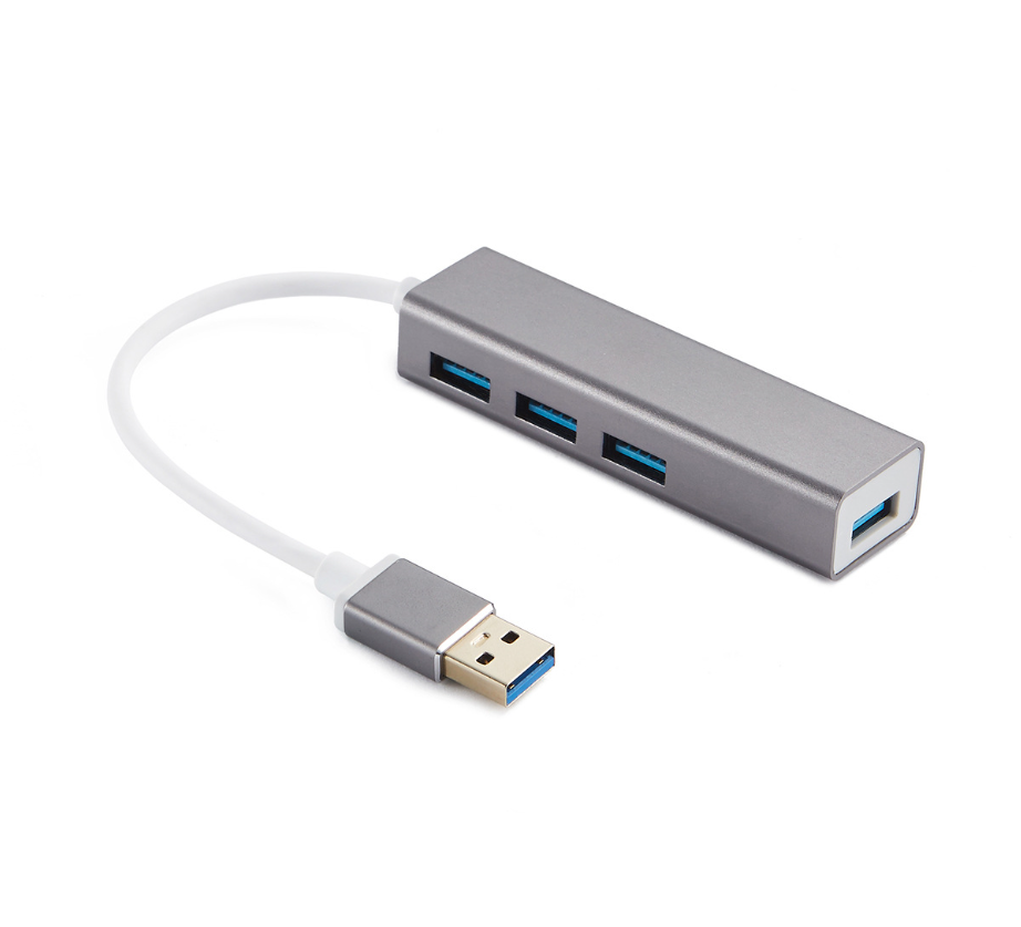 NÖRDIC USB-HUB, HUB 4-poorten USB 3.1, Aluminium, Space grey