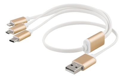 Deltaco EPZI USB-MULTI05 Universele 3-in-1 USB oplaadkabel - USB-C, Lightning, Micro USB - 50 cm