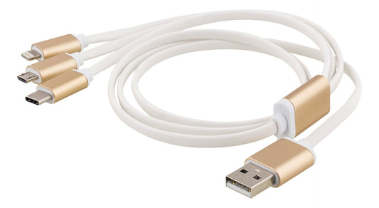 Deltaco EPZI USB-MULTI10 Universele 3-in-1 USB oplaadkabel - USB-C, Lightning, Micro USB - 1m